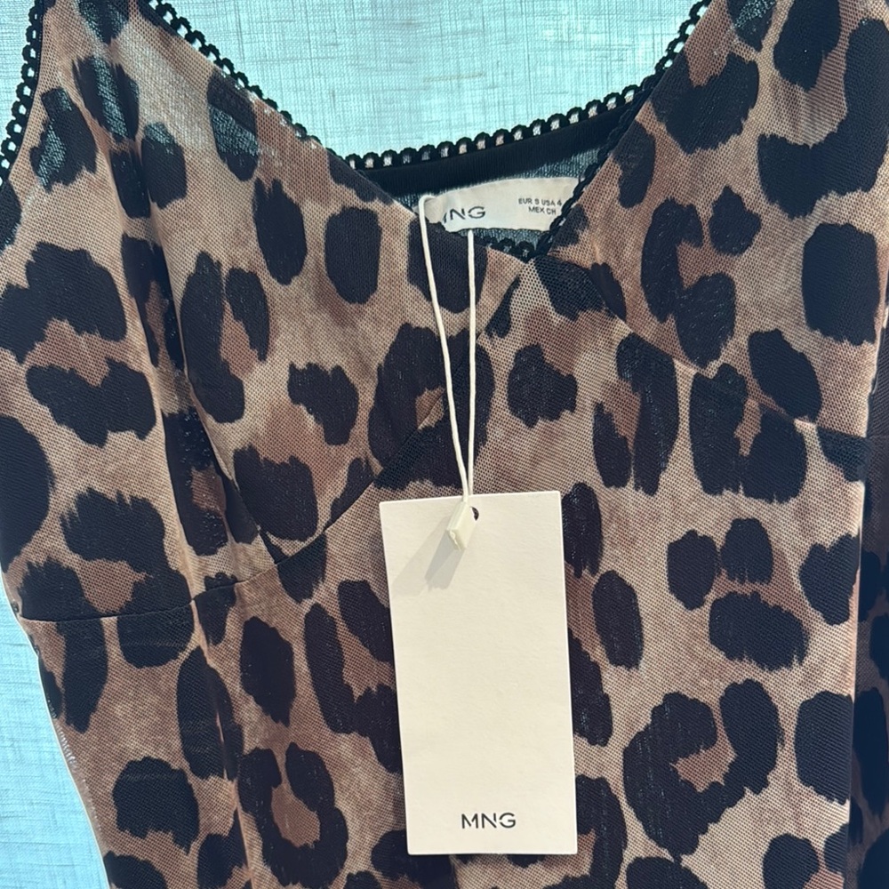 Mango Leopard Print Midi Dress